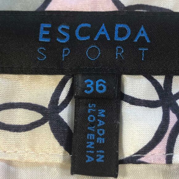 Escada Silk Pleated Geometric Skirt Pink Gray Sz 8 - Picture 6 of 10